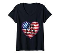 Mujer Alaskan Malamute amante de los perros Terrier Perro patriótico Merica Camiseta Cuello V