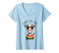 Mujer Albert Lea Minnesota USA divertido diseño de dibujos animados de vaca Camiseta Cuello V