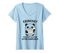 Mujer Albóndigas Extra Please Potstickers Pan Dumplings fritos Bao Camiseta Cuello V