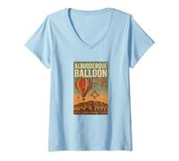 Mujer Albuquerque - Camisa de globo retro para festival vintage de montaña Camiseta Cuello V