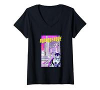 Mujer Albuquerque Gato Anime Paisaje Urbano New Mexico EE. UU. Camiseta Cuello V