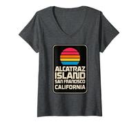 Mujer Alcatraz Island Área de la Bahía Golden Gate de San Francisco Camiseta Cuello V