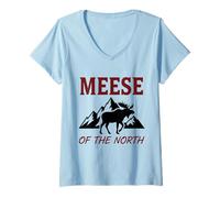 Mujer Alce del Norte Vida Silvestre Cornamenta Bosque Naturaleza Camiseta Cuello V