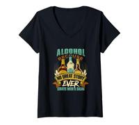 Mujer Alcohol, Porque Ninguna Gran Historia Comienza con la Cita de Ensalada Camiseta Cuello V