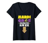 Mujer Alcoholímetro Mardi Gras Blow Here Funny Fat Tuesday Dad Men Camiseta Cuello V