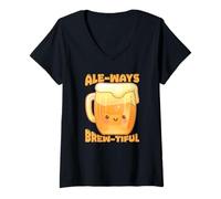 Mujer Ale-Ways Brew-Tiful - Taza de Cerveza Kawaii Camiseta Cuello V
