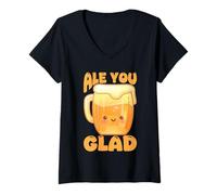 Mujer Ale You Glad Beer Lover - Divertida celebración de Juegos de Palabras Camiseta Cuello V