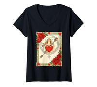 Mujer Alegoría del Amor Vintage Art Nouveau Romance Camiseta Cuello V
