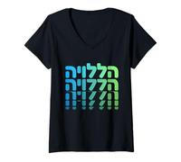 Mujer Aleluya Alabar a Dios Jesucristo Culto Cristiano Israel Camiseta Cuello V