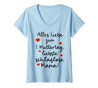 Mujer Alemania 1er Día de la Madre MAMA alemana Sin Sueño Mamá Camiseta Cuello V