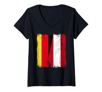 Mujer Alemania Austria Media Bandera Patrimonio Austriaco alemán Camiseta Cuello V