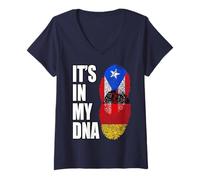 Mujer Alemania y Puerto Rico mezclan el Patrimonio de ADN Camiseta Cuello V