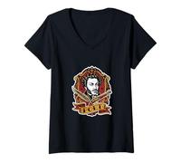 Mujer Alexander Pushkin Poeta Tradicional Tatuaje Vieja Escuela Escritor Camiseta Cuello V