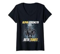 Mujer Alfa Fuerza Beta Lágrimas Fresco Divertido Alfa Lobo Meme Camiseta Cuello V