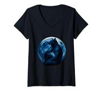 Mujer Alfa Lobo Meme Hombre Lobo Luna Divertido Cringe Peludo Camiseta Cuello V