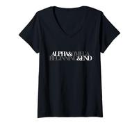 Mujer Alfa y Omega Principio y Final Diseño de Las Escrituras - Dios Camiseta Cuello V