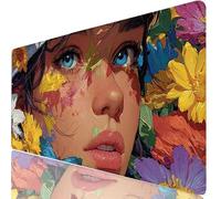 Mujer Alfombrilla Escritorio XXL 800x300 mm Crisantemo Mouse Pad Grande, Protector de Mesa Impermeable, Alfombrilla Ratón XL con Base Antideslizante, Accesorios Oficina, Regalo para Familia H0-1040