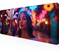 Mujer Alfombrilla Ratón XXL 800x300x3mm, Mouse Pad Negro Alfombrilla Ratón Gaming con Superficie Suave y Base de Goma Antideslizante, Gaming Mousepad Mejora La Precisión y La Velocidad PjY13743 F-R