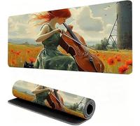 Mujer Alfombrilla Ratón XXL 90x40 cm Mouse Pad Grande Gaming Violonchelo Alfombrilla Escritorio Antideslizante, Protector de Mesa para Ordenador y Teclado, Alfombrilla Gamer con Bordes Cosidos W6-193
