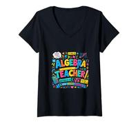 Mujer Álgebra Educador Matemáticas Inspiración Diseño Colorido Camiseta Cuello V