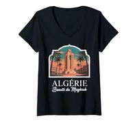 Mujer Algeria Alger l'algérie Les Algériens DZ Algérien Bled Retro Camiseta Cuello V