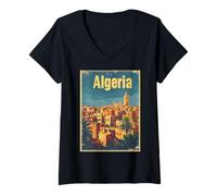 Mujer Algeria Algérie Alger Les Algériens DZ Algérien Bled Retro Camiseta Cuello V
