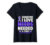 Mujer Alguien a quien Amo Necesita una Cura para la Conciencia del Alzheimer Camiseta Cuello V