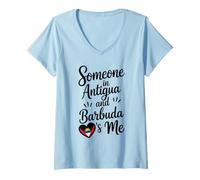 Mujer Alguien En Antigua Y Barbuda Me Ama Camiseta Cuello V