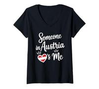 Mujer Alguien En Austria Me Ama Amor A Larga Distancia Camiseta Cuello V