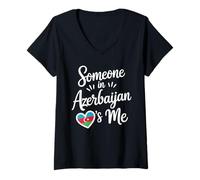 Mujer Alguien En Azerbaiyán Me Ama La Bandera del Corazón Camiseta Cuello V