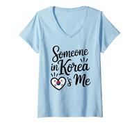 Mujer Alguien En Corea Me Ama Corazón Coreano Bandera Camiseta Cuello V