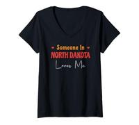 Mujer Alguien en Dakota del Norte me ama América Estados Unidos Estado Camiseta Cuello V