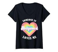 Mujer Alguien en Hollywood me ama City Heart Camiseta Cuello V
