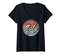 Mujer Alguien en Italia me ama Orgulloso Italiano Camiseta Cuello V