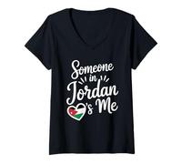 Mujer Alguien En Jordania Me Ama Familia De Larga Distancia Camiseta Cuello V