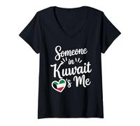 Mujer Alguien En Kuwait Me Ama Bandera Corazón Amor Camiseta Cuello V