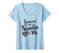 Mujer Alguien En Namibia Me Ama Corazón De La Bandera De Namibia Camiseta Cuello V