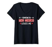 Mujer Alguien en Nuevo México me ama American Patriotic Camiseta Cuello V