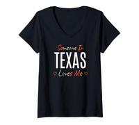 Mujer Alguien en Texas Me ama América EE.UU. Vintage Camiseta Cuello V
