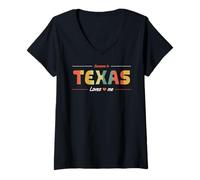Mujer Alguien en Texas Me ama American USA Retro Camiseta Cuello V