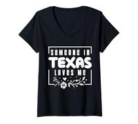 Mujer Alguien en Texas me ama Camiseta Cuello V
