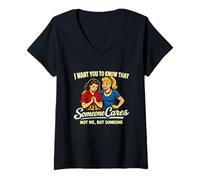 Mujer Alguien no se Preocupa por mí Sino Alguien sarcástico Retro Pop Art Camiseta Cuello V