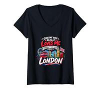 Mujer Alguien Que Realmente me ama trajo Esto de Vuelta de Londres Camiseta Cuello V