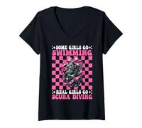 Mujer Algunas Chicas Van a Nadar Chicas Reales Buceo Buceo Buceo Camiseta Cuello V