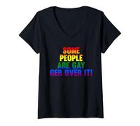 Mujer algunas personas son gay ger over it orgullo gay Camiseta Cuello V