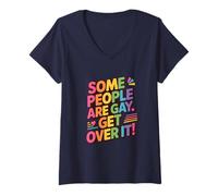 Mujer Algunas Personas Son Gay, superarlo Orgullo LGBTQ+Amor sobre el Odio Camiseta Cuello V