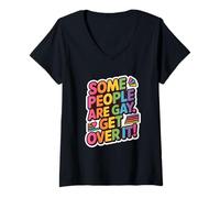 Mujer Algunas Personas Son Gay, superarlo Orgullo LGBTQ+Amor sobre el Odio Camiseta Cuello V