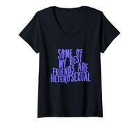 Mujer Algunos de mis Mejores Amigos Son heterosexuales Camiseta Cuello V