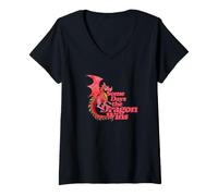 Mujer Algunos días el dragón GANA Ilustración Dragones Diseño Nerd Camiseta Cuello V