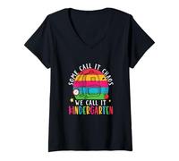 Mujer Algunos lo Llaman Caos Lo llamamos jardín de Infantes Divertido Maestro Camiseta Cuello V